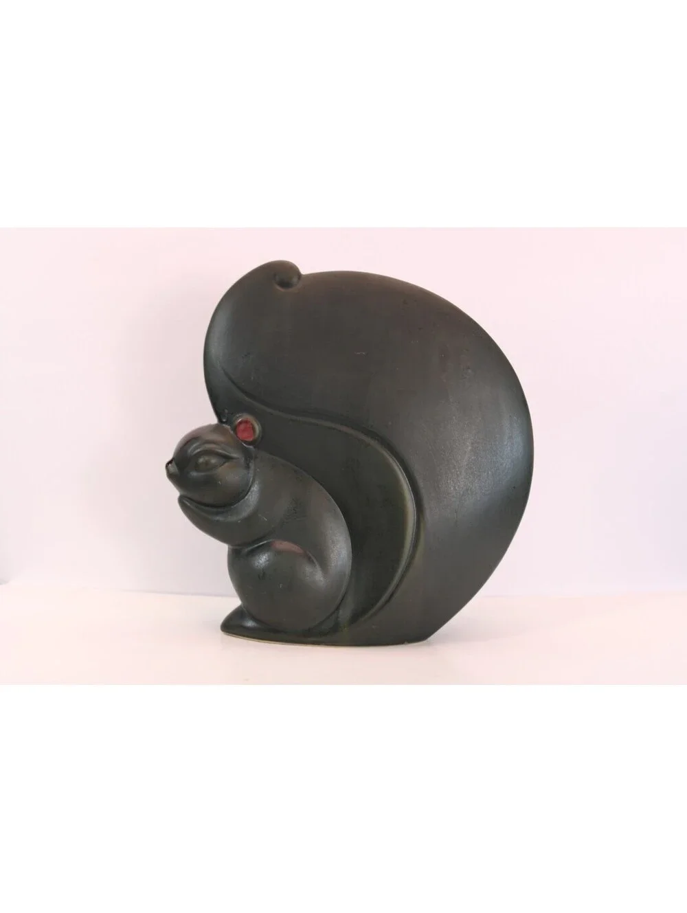 Lg MCM Ceramic Squirrel Figurine Matte Black 10